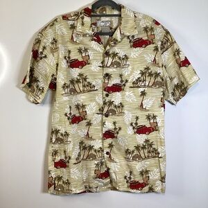 High Surf Hawaiian Tropical Print Button Down Shirt Sz L